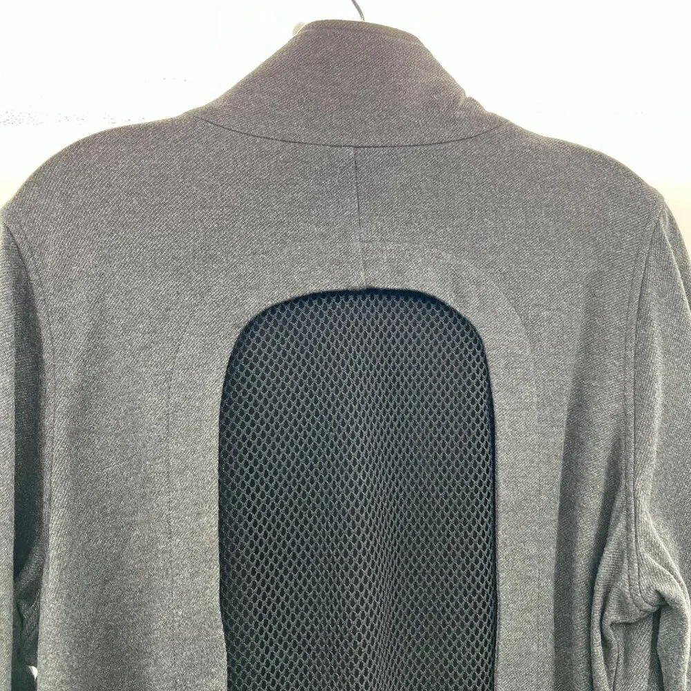 Cabi Womens Belted Jacket Long Sleeve Mesh Back Gray/Black Size Medium Pockets